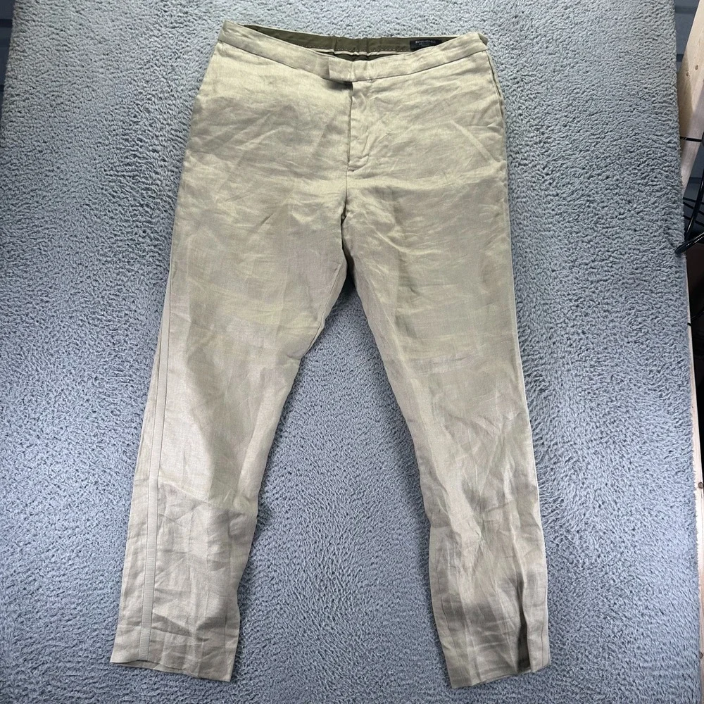 Banana Republic Pant Men's 38x33 Beige Linen Chino Straight Leg Business Career